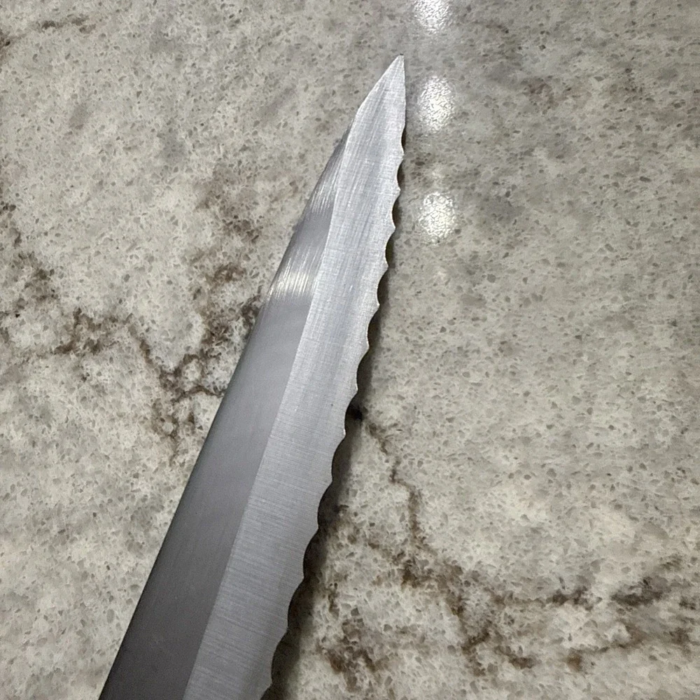 Vintage Pierre Santini Stainless Steel Serrated Carving Knife Wood Handle Japan
